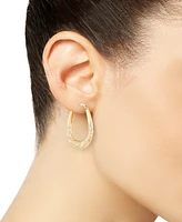 Macy's Textured Oval Hoop Earrings in 14k Two-Tone Gold