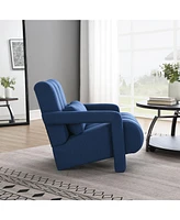 Modern Upholstered accent chair, Comfortable Linen Fabric with a pillow for Living room, bedroom. Linen, Navy Blue