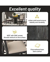 Retro Style Dining Chair Set with 4 Upholstered Chairs for Dining Room and Living Room (Beige+Black