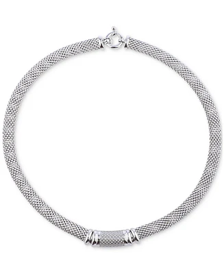 Diamond Pave Dew Drop Bar Mesh 18" Collar Necklace (3/4 ct. t.w.) in Sterling Silver