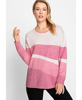 Olsen Women's Long Sleeve Boat Neck Melange Sweater