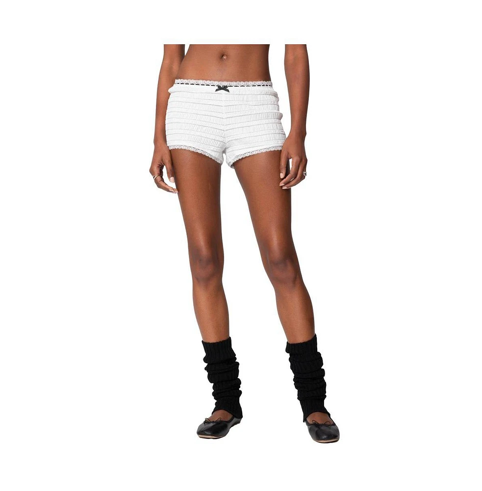 Edikted Women's Lenny Lacey Textured Micro Shorts