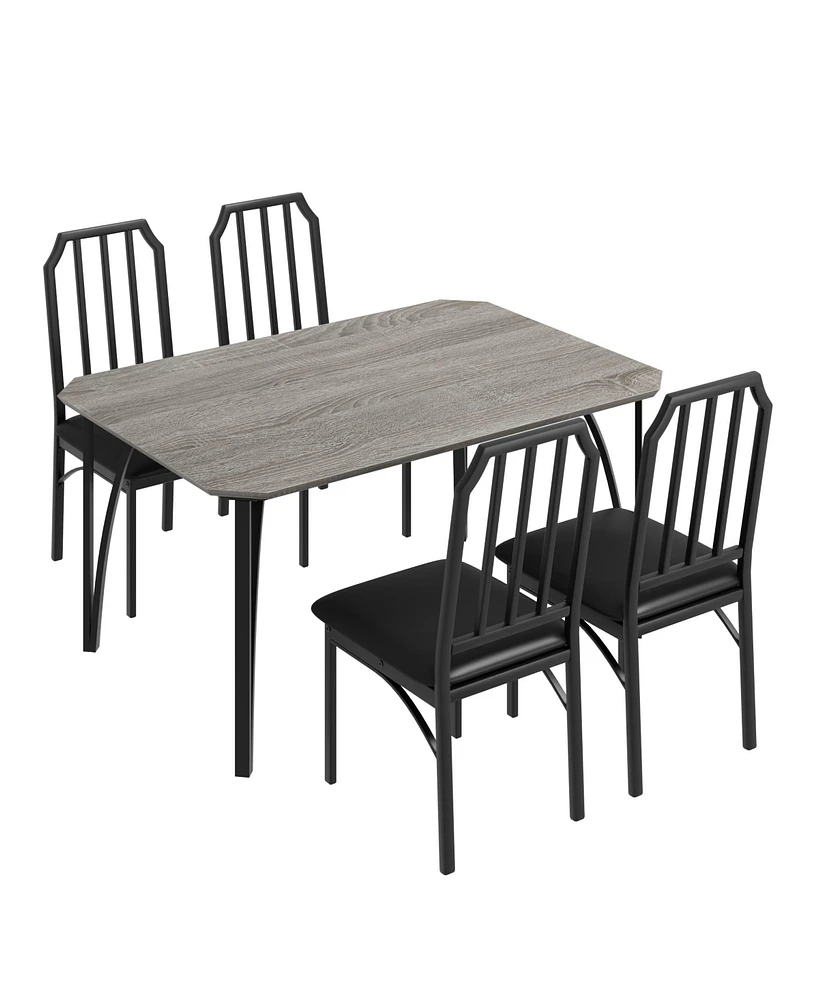 gaomon Kitchen Table and Chairs for 4 with with Chamfer Design, Dining Table Set with Cushion Seats