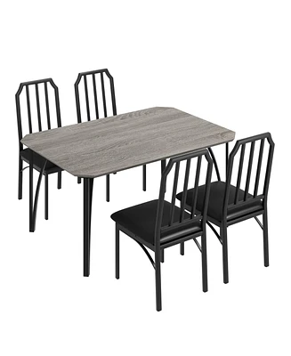 gaomon Kitchen Table and Chairs for 4 with with Chamfer Design, Dining Table Set with Cushion Seats