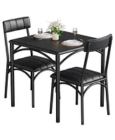 gaomon Dining Table Set, Kitchen Table and Chairs for 2, with 2 Upholstered Chairs, 3 Piece Dining Table Set,Black