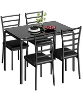 gaomon 5 Piece Glass Dining Table Set, Kitchen and Chairs for 4, Kitchen Table and Chairs Modern Room Sets Home, Party,Black