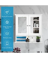 Sugift Bathroom Wall Mount Mirror Cabinet Organizer-White