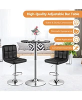 Sugift 360° Swivel Cocktail Pub Table with Sliver Leg and Base-Black