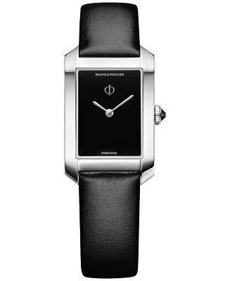 Baume & Mercier Women's Swiss Hampton Black Leather Strap Watch 35x22mm