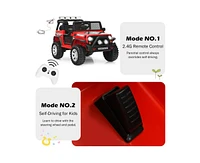 Sugift 12V Kids Remote Control Electric Ride On Truck Car with Lights and Music -Red
