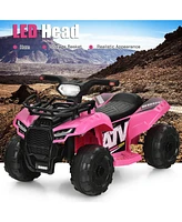 Sugift 6V Kids Atv Quad Electric Ride On Car with Led Light and MP3-Pink