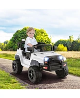 Sugift 12V Kids Ride On Truck with Remote Control and Headlights-White