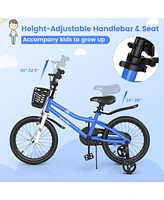 Sugift 18 Feet Kids Bike with Removable Training Wheels-Navy