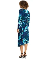 Maggy London Women's Printed Gathered Midi Dress