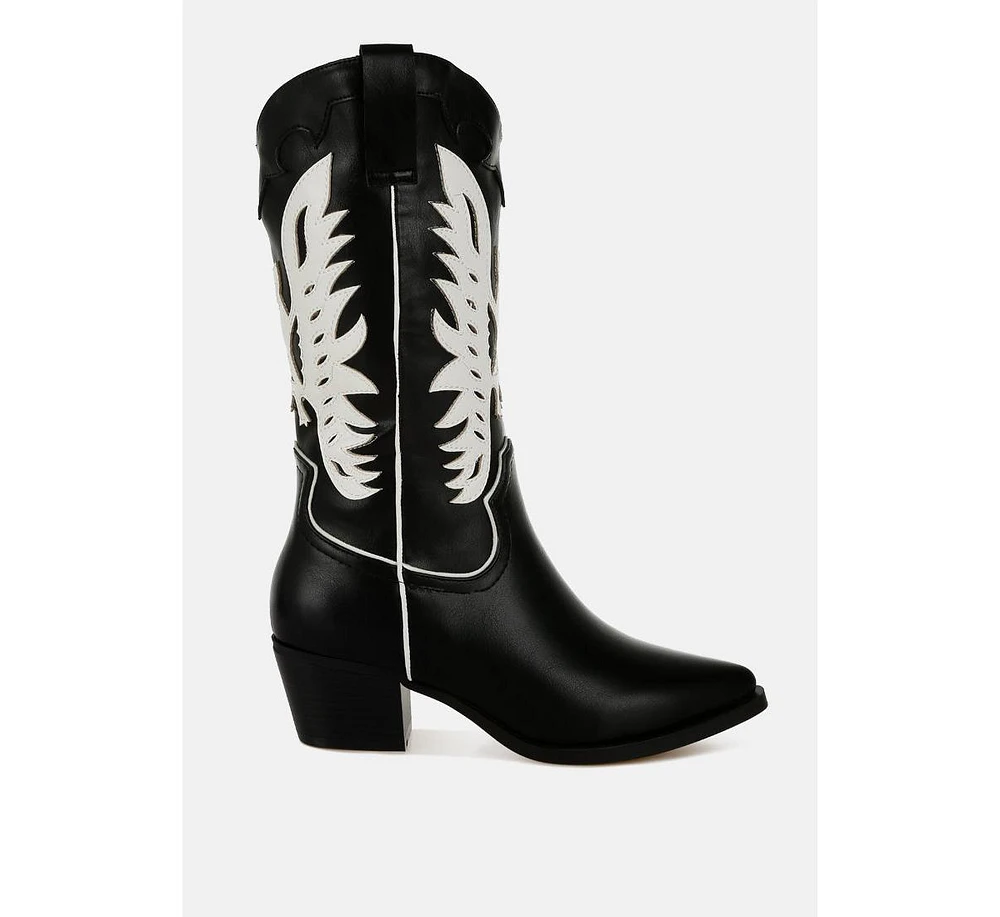 London Rag Thistle Winged Patchwork Cowboy Boots