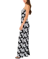 CeCe Women's Sequined Floral Strapless Maxi Dress