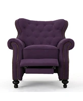 Streamdale Furniture Accented Push Back Recliner Chair With Rolled Arms In Plum, Enjoy Cocooning Comfort