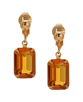 2028 Topaz Crystal Rectangular Drop Clip Earrings