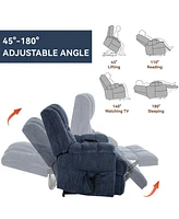 Dual Motor Heat Massage Infinite Position Up to 350 Lbs Electric Power Lift Recliners with Power-Remote, Medium-firm and Heavy Duty, Blue