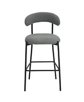 Streamdale Furniture 26" Counter height bar stools Teddy fabric cover kitchen island counter bar stool with black powder coating base and footrest(Gre