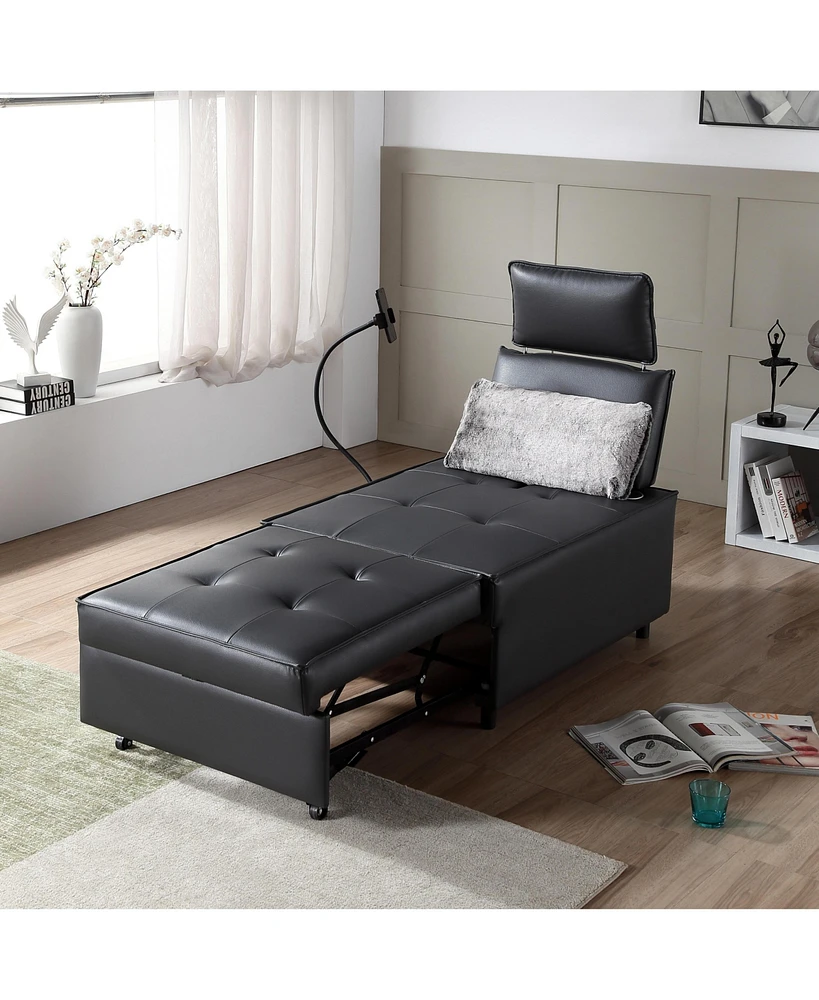 Streamdale Furniture 3 in 1 Sofa bed, Speaker chair, Reclining sleeper sofa bed,Futon with bluetooth speaker 2 Usb port, Phone holder accent chair