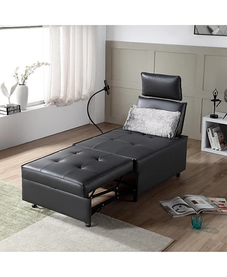 Streamdale Furniture 3 in 1 Sofa bed, Speaker chair, Reclining sleeper sofa bed,Futon with bluetooth speaker 2 Usb port, Phone holder accent chair