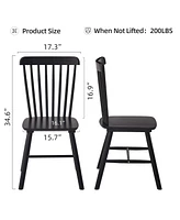 4 pieces of dining chair, black, rubber wood material, dining chair, solid wood chair, solid wood dining table chair, living room chair, simple and na