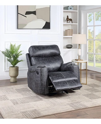 Streamdale Furniture Hirah Motion Glider Recliner, Dark Gray Polish Microfiber