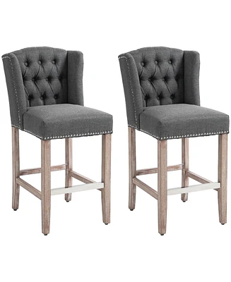 Streamdale Furniture Counter Height Bar Stools Set of 2, 27" Seat Height Upholstered Barstools, Farmhouse Kitchen Island Stools with Nailhead