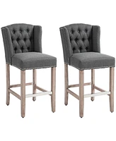 Streamdale Furniture Counter Height Bar Stools Set of 2, 27" Seat Height Upholstered Barstools, Farmhouse Kitchen Island Stools with Nailhead