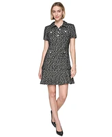 Karl Lagerfeld Paris Women's Metallic Tweed Embellished-Button Dress