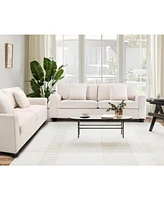 gaomon 83" Loveseat Sofa for Living Room, Modern Simple White Teddy Couch with Wide Armrest, Sturdy Wood Structure