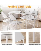 gaomon Folding Table, Portable Folding Card Rectangle Table with Sturdy Metal Frame, Pu Leather Upholstered Foldable Table