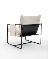 Slickblue Upholstered Hanging Armchair with Arm Pocket and Metal Frame for Relaxed Indoor Seating