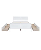 Slickblue Platform Bed with 4 Storage Drawers and Streamlined Headboard & Footboard for Sleek Bedroom Organization