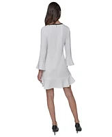 Kalr Lagerfeld Paris Women's Bow-Neck Bell-Sleeve Dress