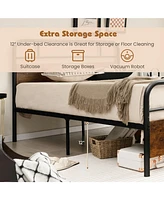 Sugift Queen Size Bed Frame with Industrial Headboard