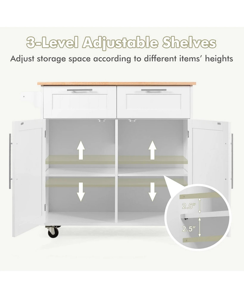 Sugift Heavy Duty Rolling Kitchen Cart with Tower Holder and Drawer-White