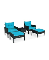 Sugift 5 Pieces Patio Rattan Furniture Set Sofa