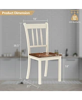 Sugift 2 Pieces Solid Whitesburg Spindle Back Wood Dining Chairs-White