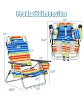 Sugift 2-Pack Folding Backpack Beach Chair 5-Position Outdoor Reclining Chairs with Pillow-Yellow