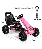 Sugift Kids Ride On Toys Pedal Powered Go Kart Pedal Car-Pink