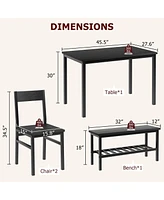 gaomon Dining Table Set for 4, Modern Kitchen Table with 2 Chairs and Bench