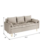 gaomon 3-Seater Faux Leather Sofa with Lift-Up Storage