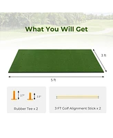 Hongge 5 x 3 ft Artificial Turf Grass Practice Mat for Indoors and Outdoors