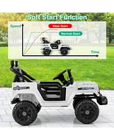 Hongge 12V Kids Ride on Truck Car with Remote Control Threaded Wheels and 3 Speeds