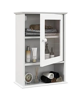 Bathroom Wall Mounted Adjustable Hanging Storage Medicine Cabinet-White
