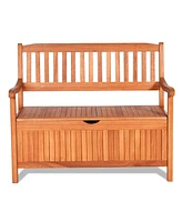 Sugift 33 Gallon Wooden Storage Bench with Liner for Patio Garden Porch