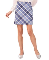 CeCe Women's Cotton Plaid A-Line Back-Zip Mini Skirt