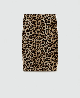 Mango Women's Leopard Midi Skirt